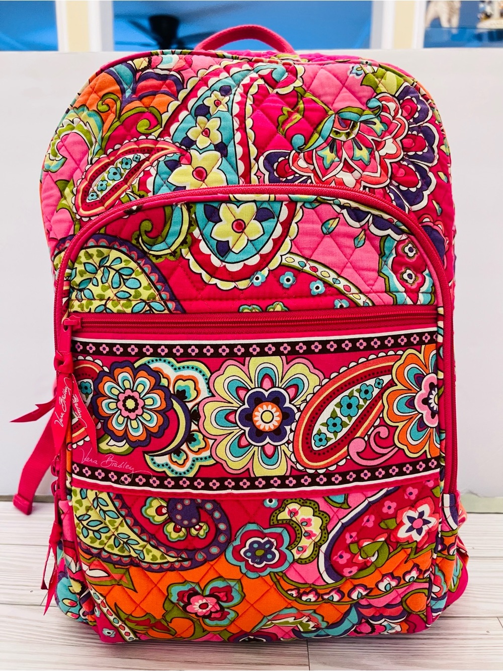 Vera Bradley Pink Quilted Paisley floral Backpack large